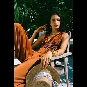 NWT Anthropologie Maeve Burnt Orange Jumpsuit